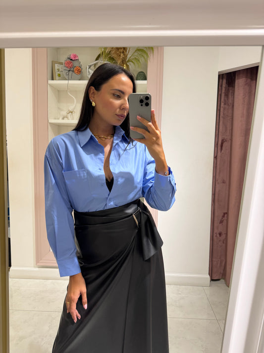 Camicia basic over size - azzurro