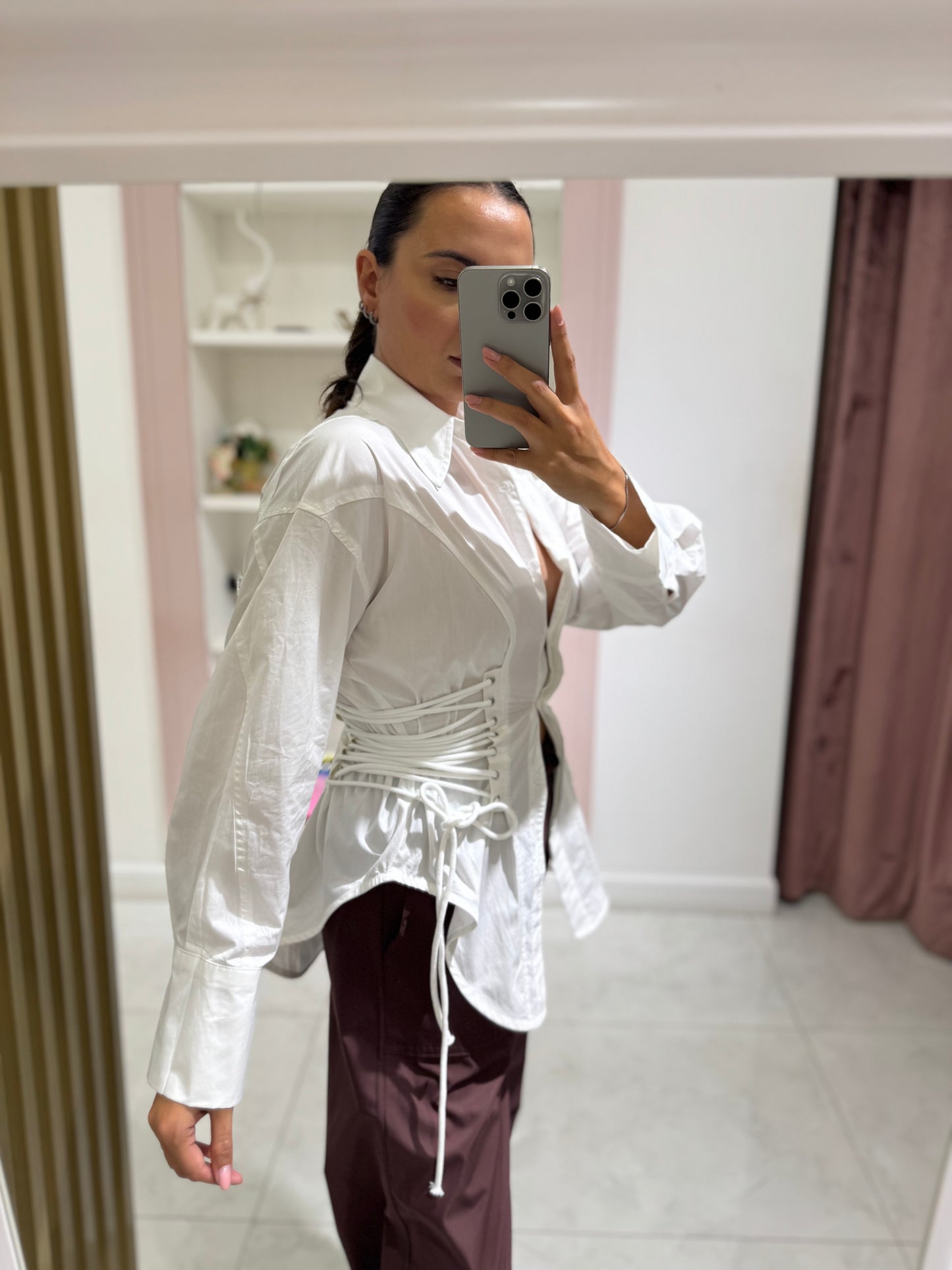Camicia stringata - bianco