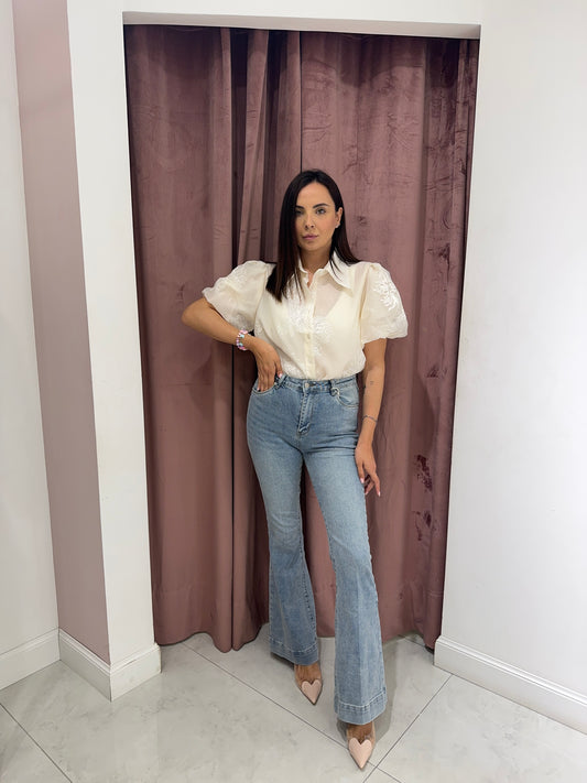 jeans a zampa - lavaggio chiaro