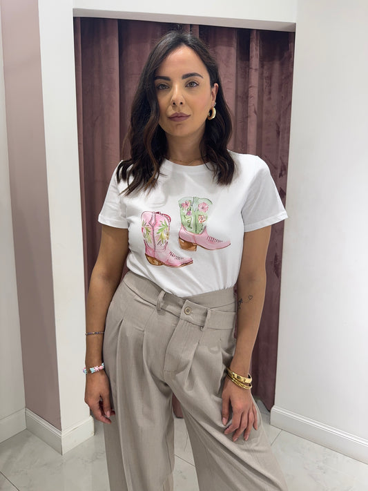t-shirt Manosque cow - bianco
