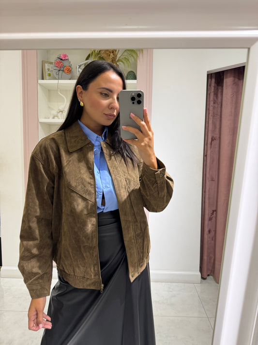Bomber effetto camoscio - khaki