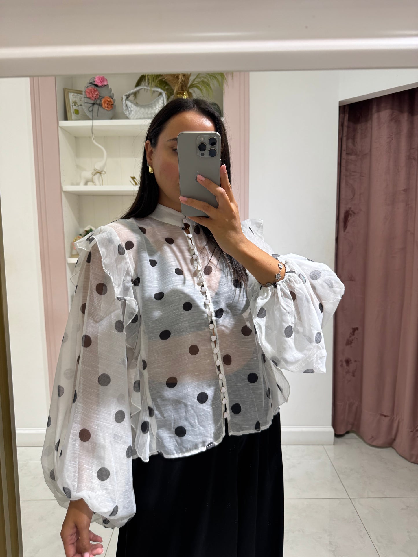 Camicia a pois - bianco