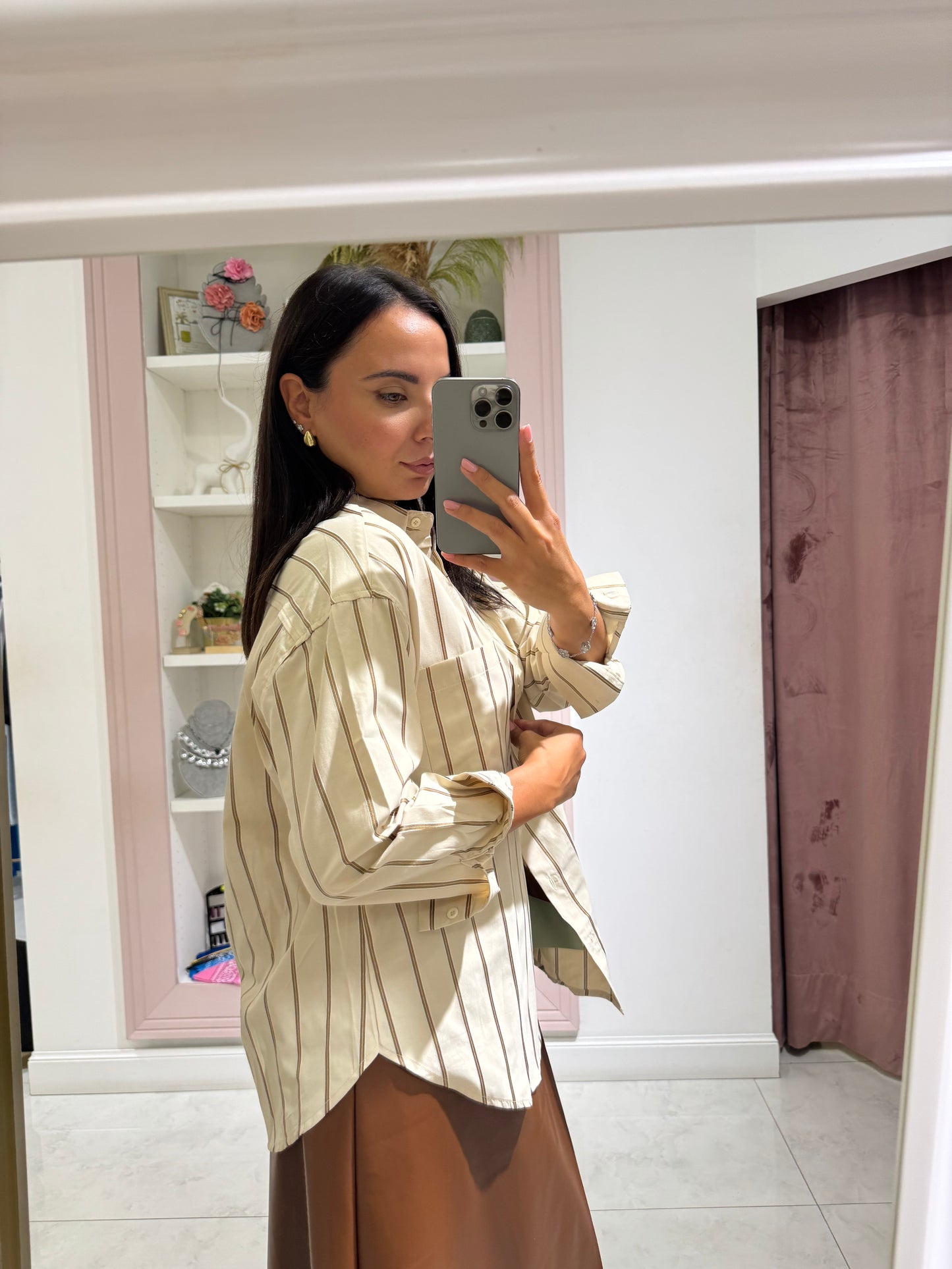 Camicia mille righe - marrone