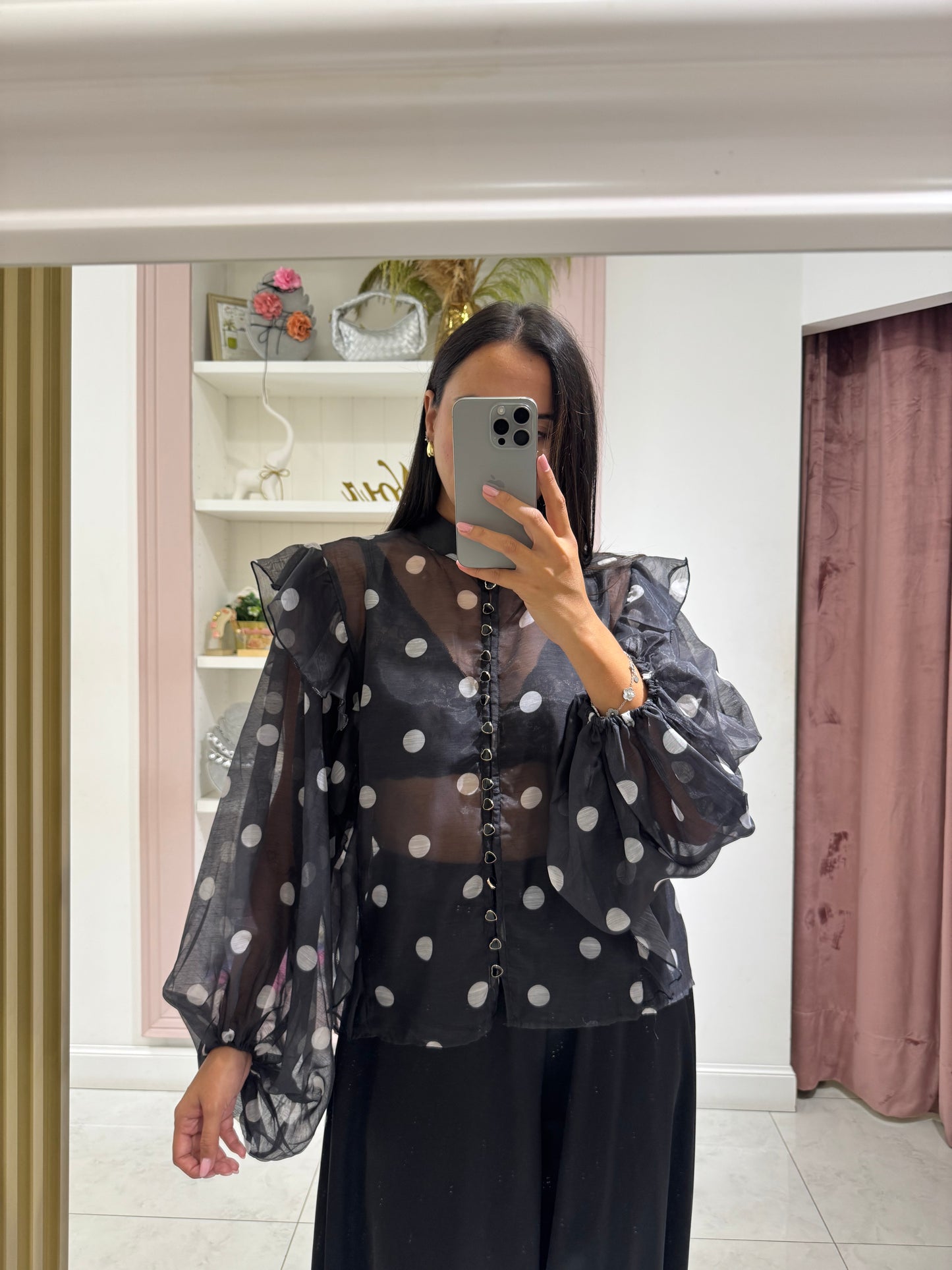 Camicia a pois - nero