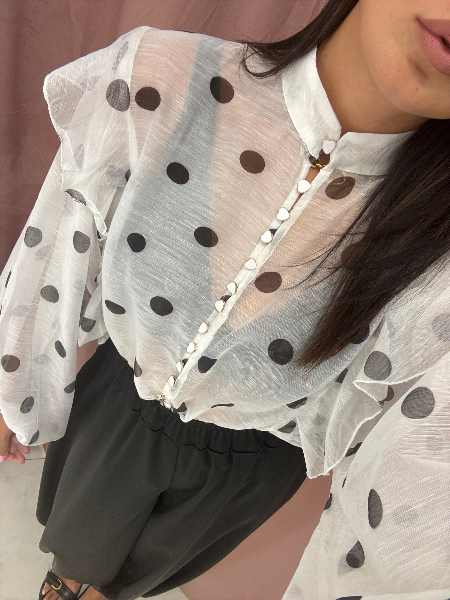 Camicia a pois - bianco