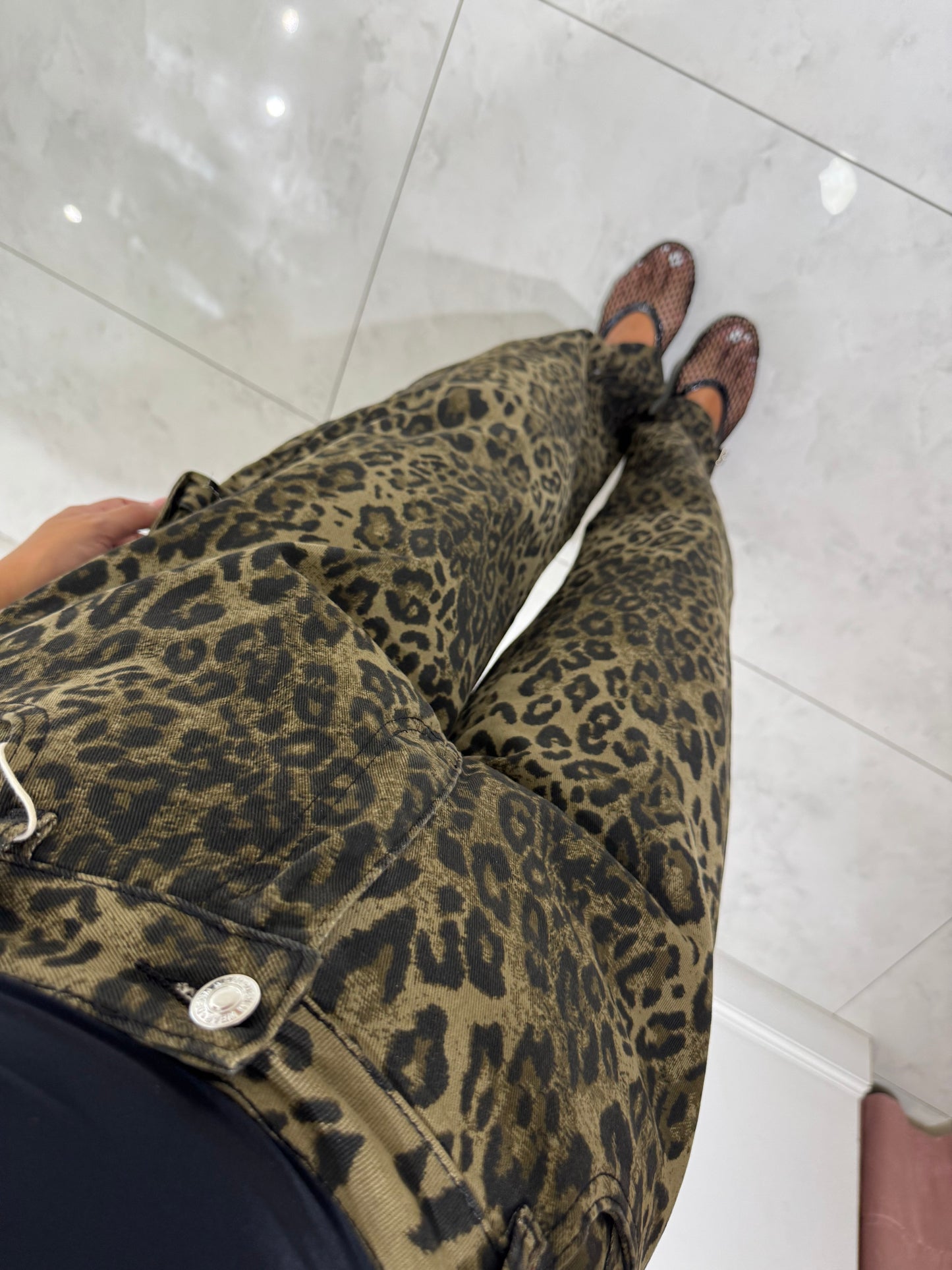 Denim ballon leopardato