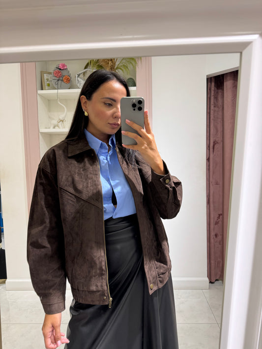 Bomber effetto camoscio - marrone