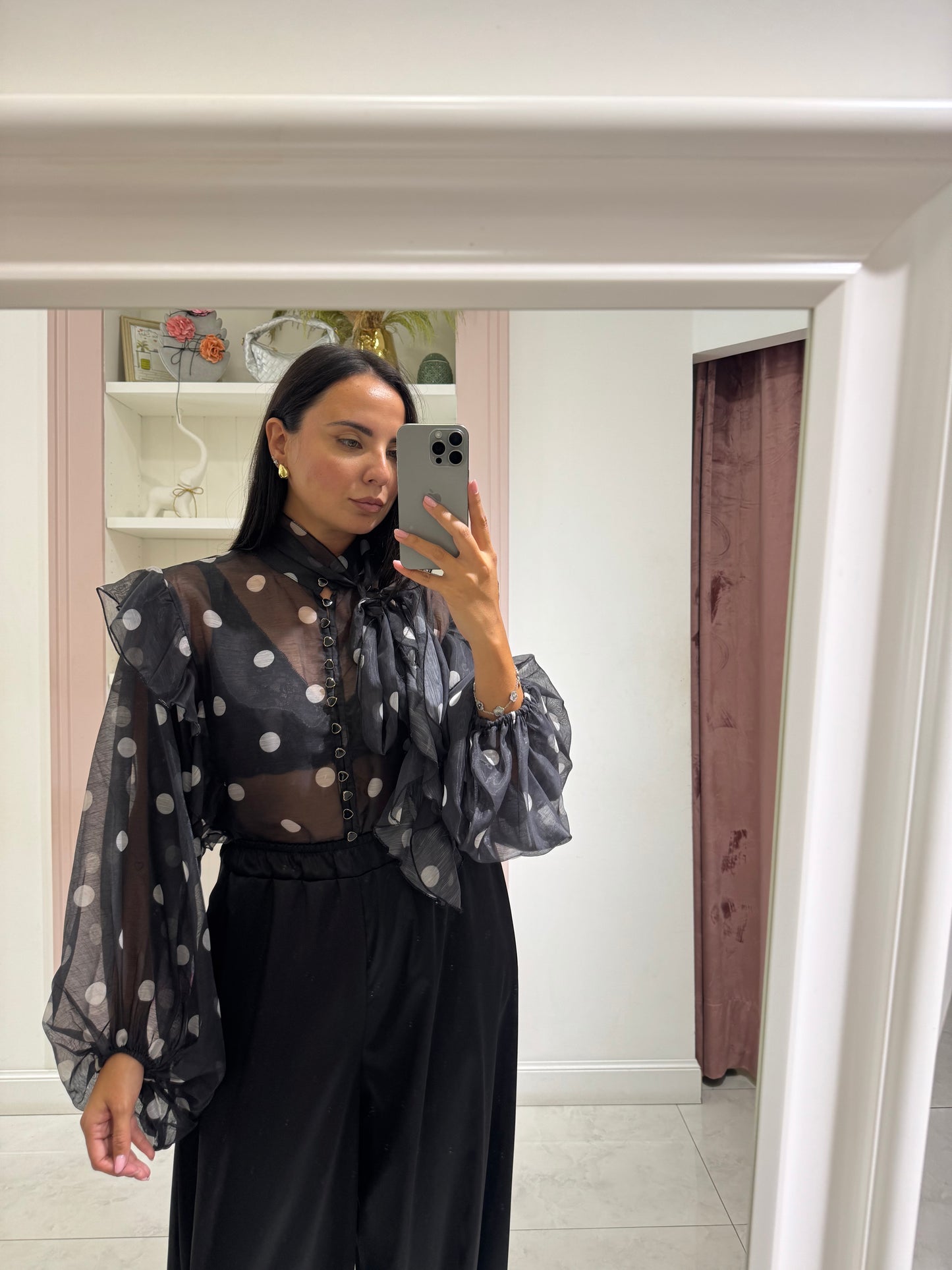 Camicia a pois - nero