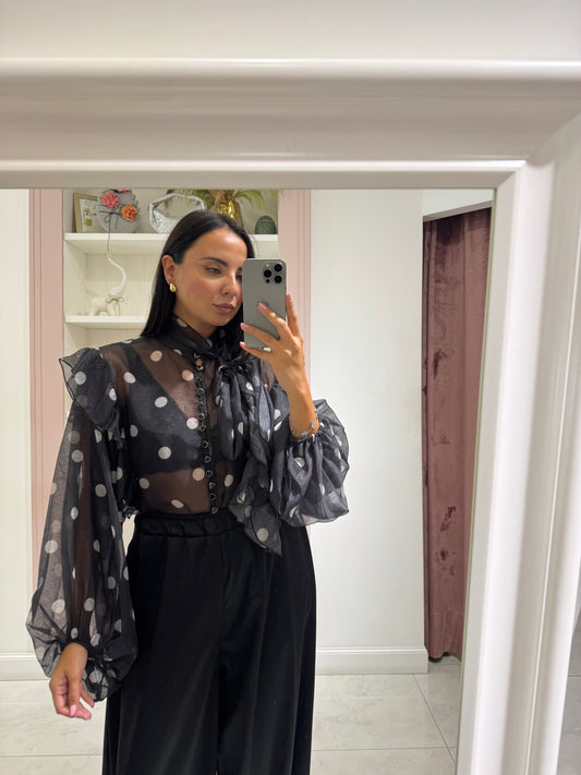 Camicia a pois - nero