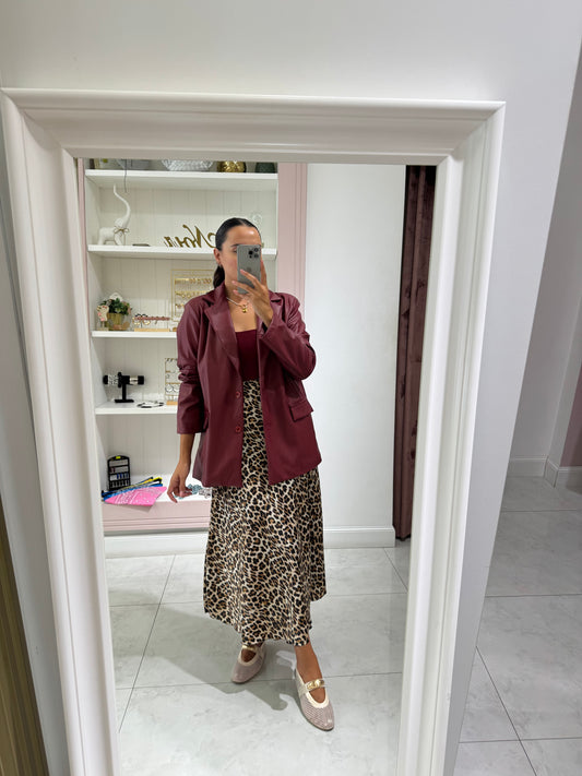 Gonna satin animalier