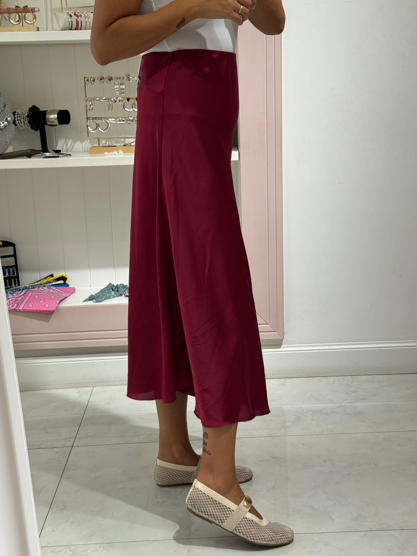 Gonna satin - bordeaux