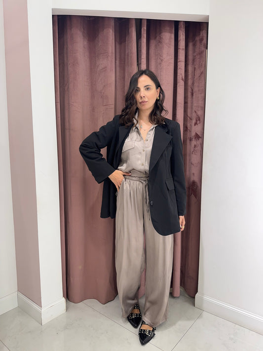 Pantalone palazzo satin  - Fango