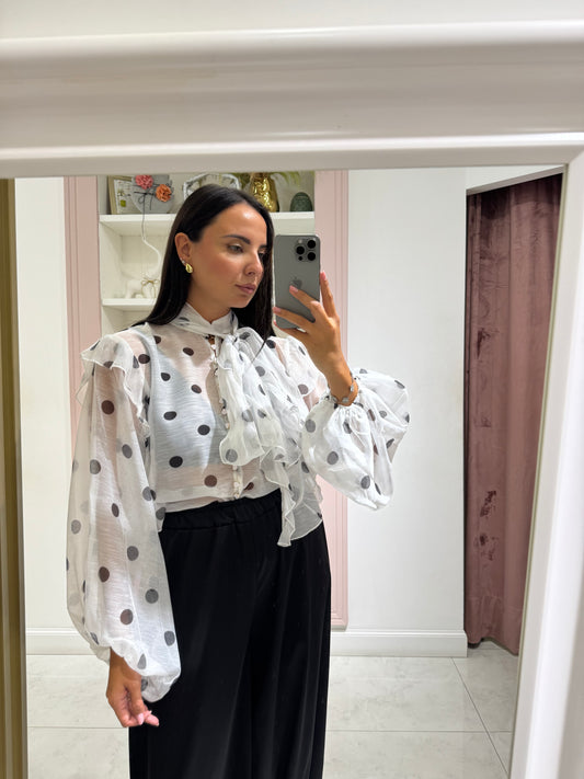 Camicia a pois - bianco