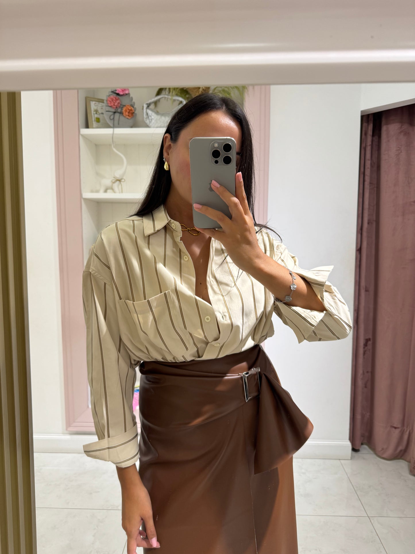 Camicia mille righe - marrone
