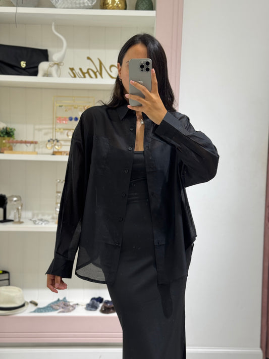 Camicia velata - nero