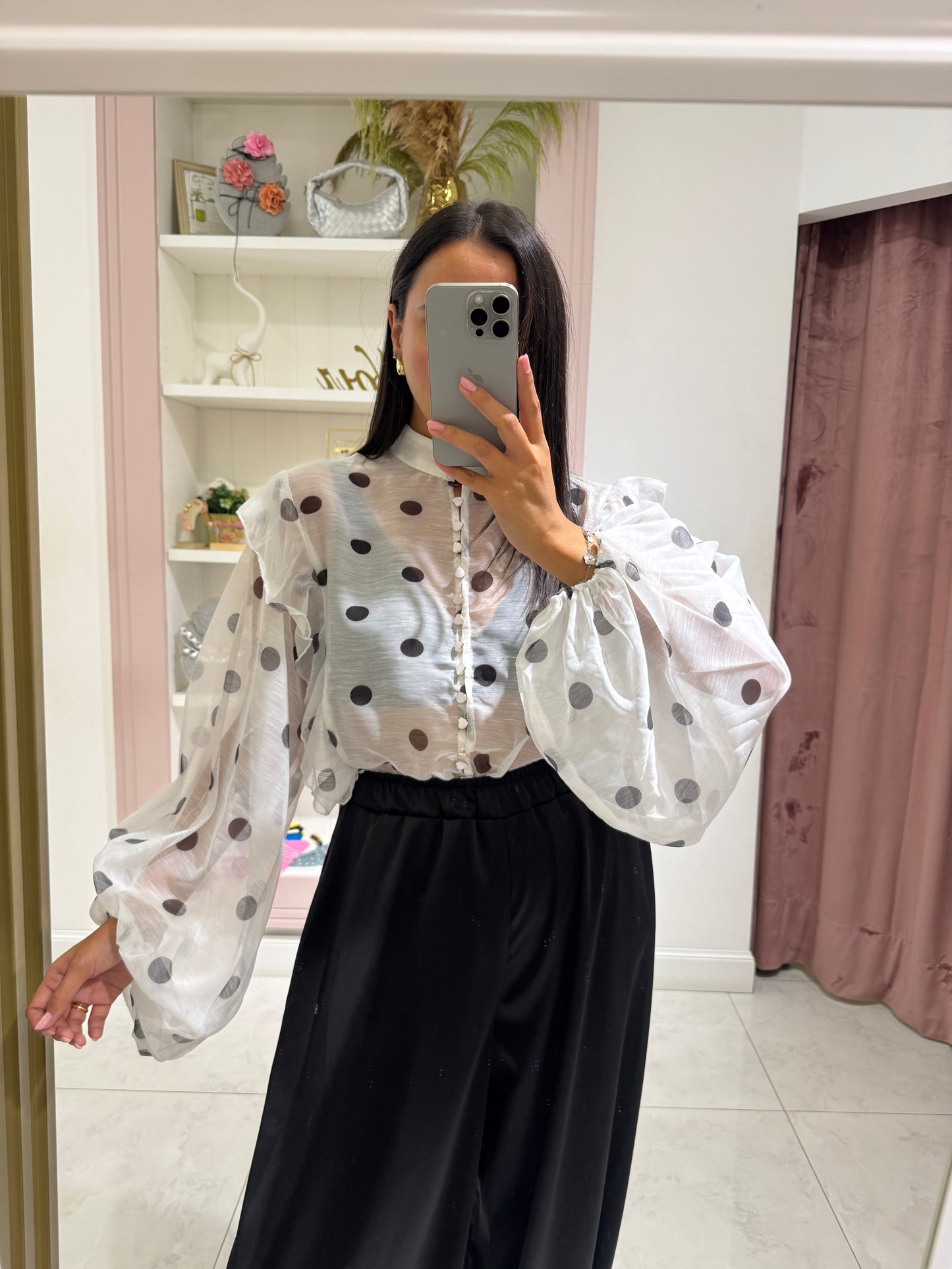 Camicia a pois - bianco