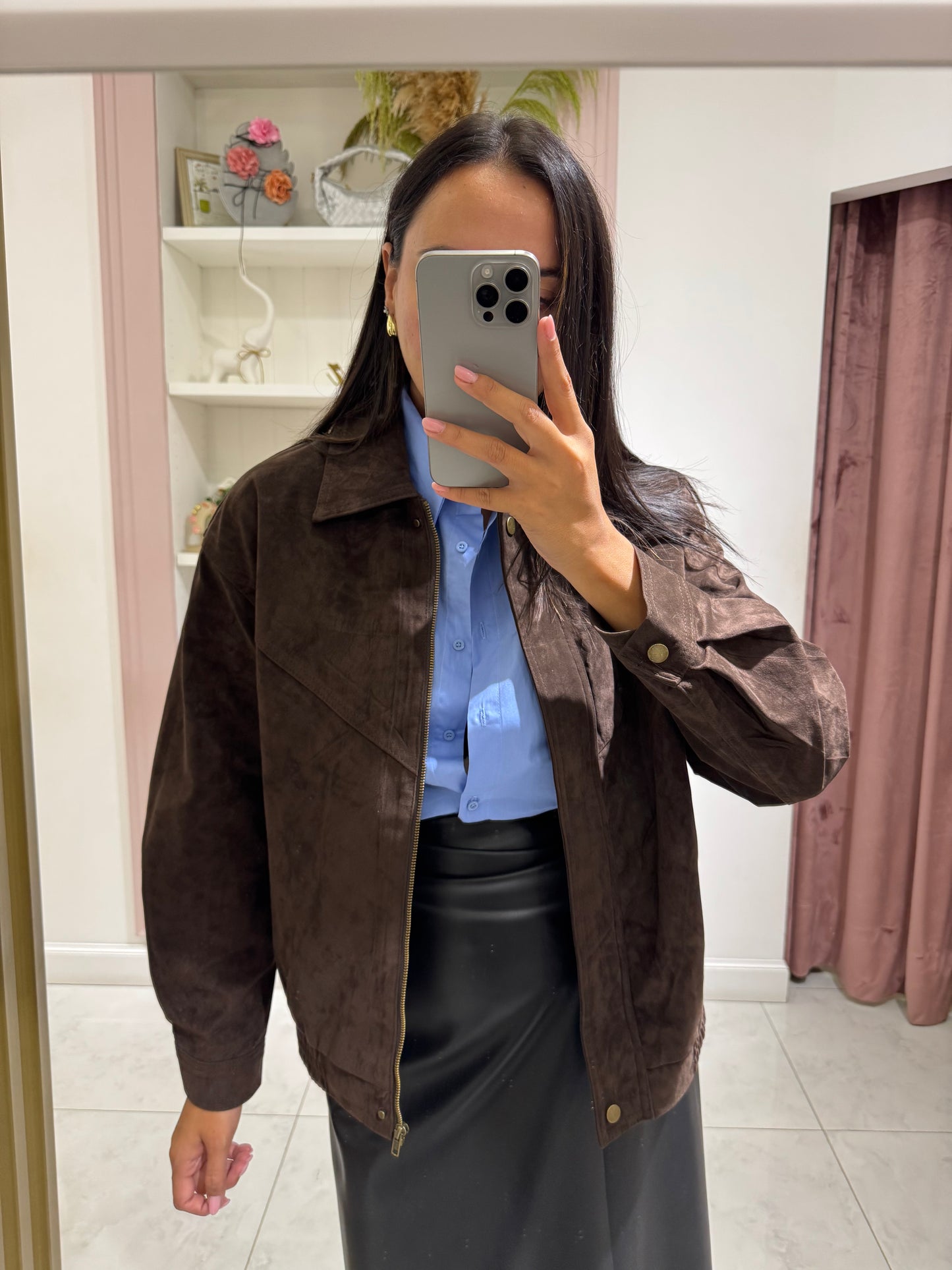 Bomber effetto camoscio - marrone