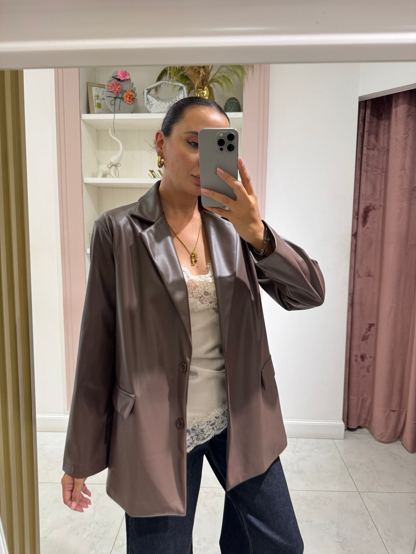 Blazer ecopelle - marrone