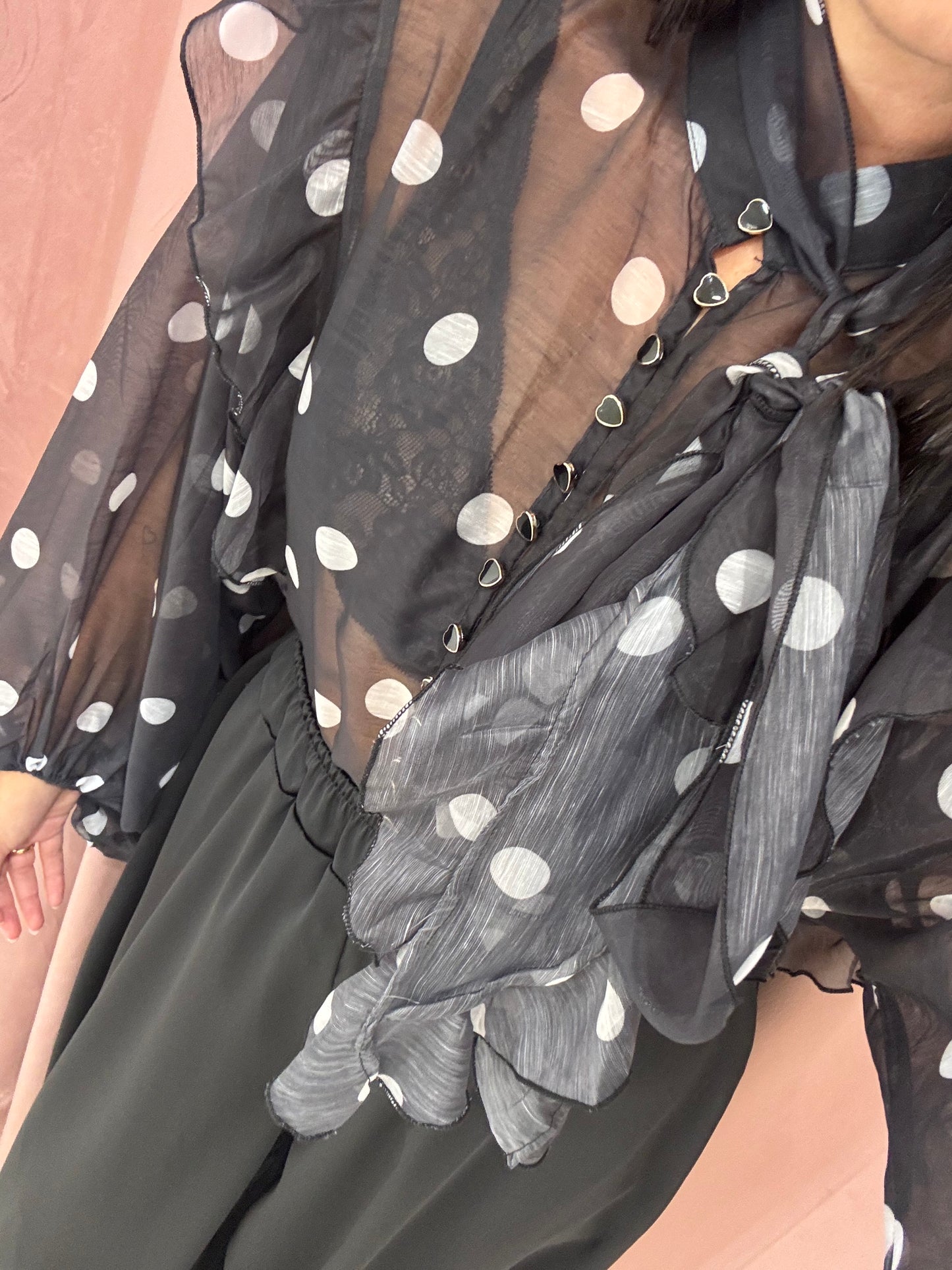 Camicia a pois - nero